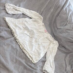 Adorable off the shoulder Lilly Pulitzer White Pom Pom trim Blouse